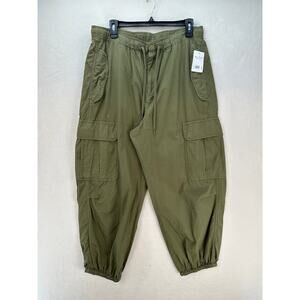 LUCKY BRAND WOMEN'S 8 PARATROOPER CARGO PANTS WIDE LEG MILITARY GREEN
